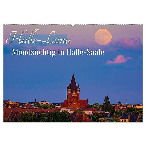 Halle-Luna - Mondsüchtig in Halle-Saale (Wandkalender 2025 DIN A2 quer), CALVENDO Monatskalender, Calvendo, Martin Wasilewski