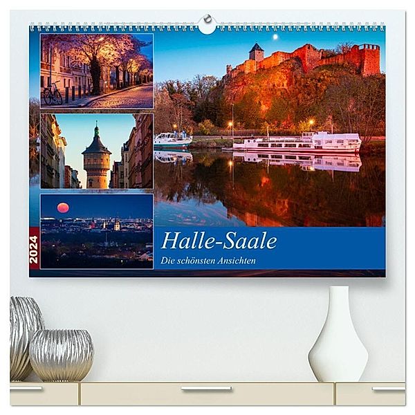 Halle-Saale - Die schönsten Ansichten (hochwertiger Premium Wandkalender 2024 DIN A2 quer), Kunstdruck in Hochglanz, Martin Wasilewski