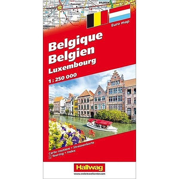 Hallwag Strassenkarte Belgien, Luxembourg. Belgique, Luxembourg. Belgie, Luxemburg. Belgium, Luxemburg
