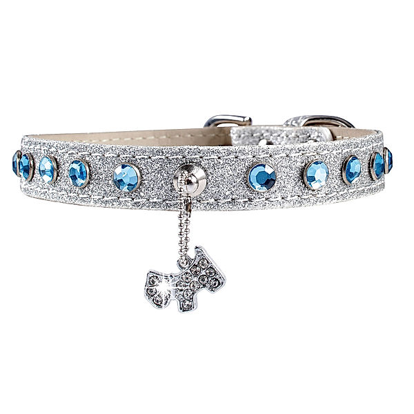 Halsband mit Strass, silber (Größe: M)