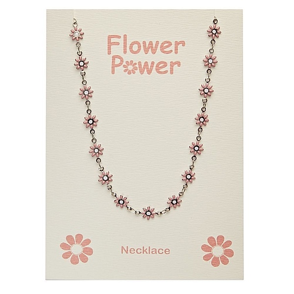 Halskette - Flower Power - Edelstahl - Pink