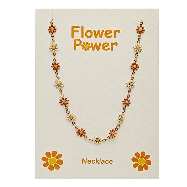 Halskette - Flower Power - vergoldet - Weiß