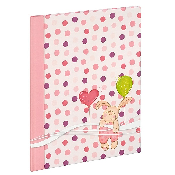 Hama Baby-Tagebuch Kleiner Hase, 20x28 cm, 44 illustrierte Seiten, Pink