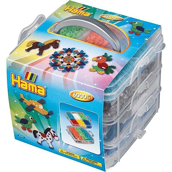 Hama® Bügelperlen Aufbewahrungsbox klein mit 6.000 Perlen und 3 Stiftplatten