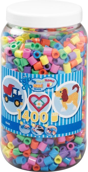 6 Farben Pastell Mix 1400 Perlen HAMA Bügelperlen Maxi in Aufbewahrungsdose 