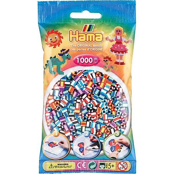 Hama® Bügelperlen Midi - gestreift Mix 1000 Perlen (6 Farben)