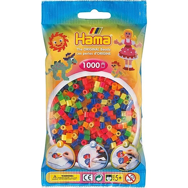Hama® Bügelperlen Midi - Neon Mix 1000 Perlen