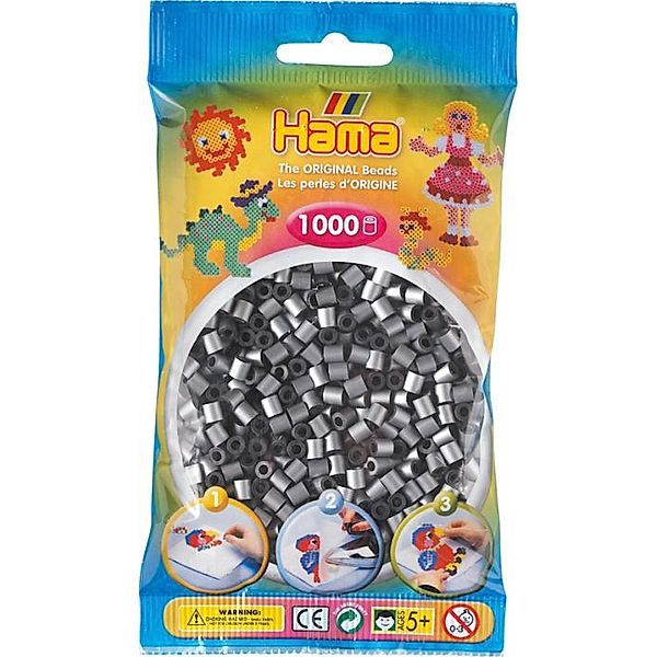 Hama® Bügelperlen Midi - Silber 1000 Perlen.