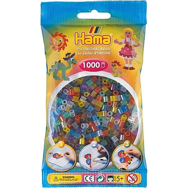 Hama® Bügelperlen Midi - Transparent Mix 1000 Perlen