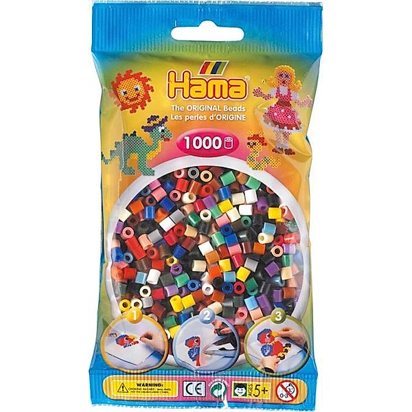 Hama® Bügelperlen Midi - Vollton Mix 1000 Perlen (22 Farben).