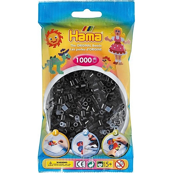 Hama® Bügelperlen Perlen, schwarz, 1.000 Stück