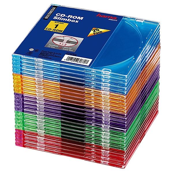 Hama CD-Leerhülle Slim, 25er-Pack, Farbig