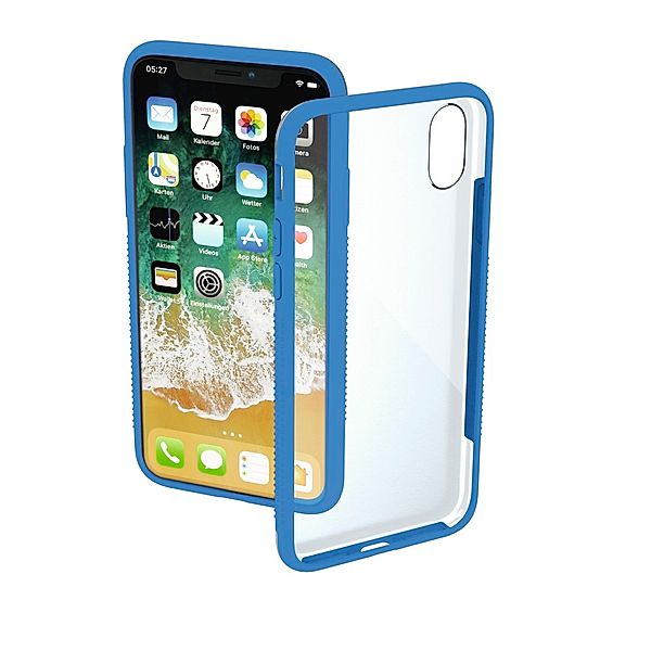 Hama Cover Frame für Apple iPhone X, Transparent/Blau