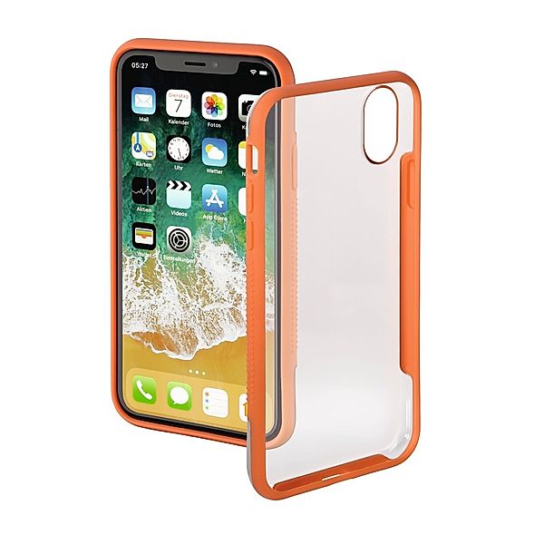 Hama Cover Frame für Apple iPhone X, Transparent/Orange