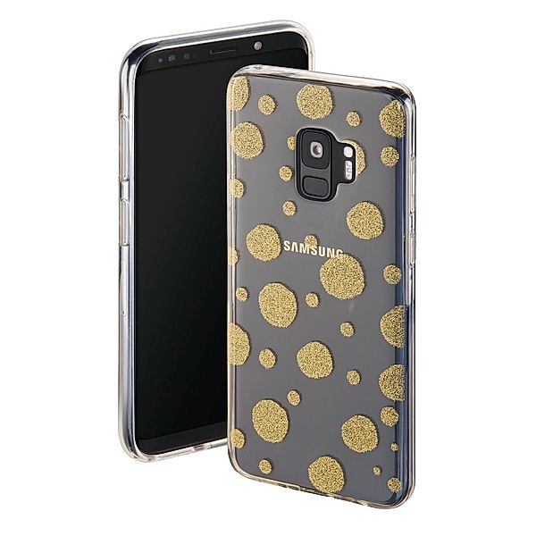 Hama Cover Golden Circles für Samsung Galaxy S9, Transparent/Gold