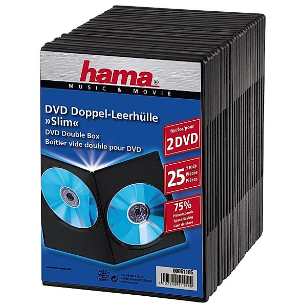 Hama DVD-Doppel-Leerhülle Slim 25, schwarz, Leerhülle