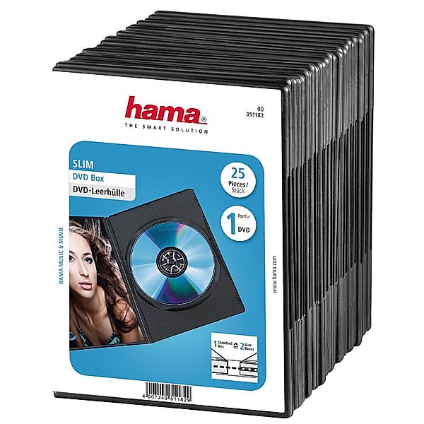 Hama DVD-Leerhülle Slim 25, schwarz, Leerhülle