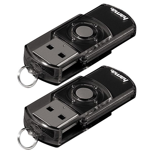 Hama FlashPen Elatio, USB 2.0, 16 GB, 6MB/s, Schwarz, Doppelpack