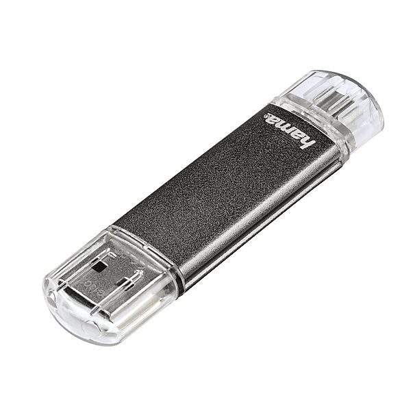 Hama FlashPen Laeta Twin, USB 2.0, 16GB, 10MB/s, Grau