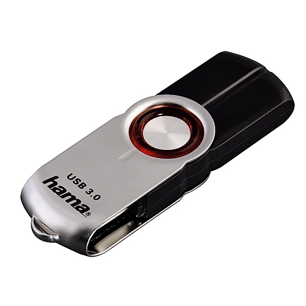 Hama FlashPen Tenus, USB 3.0, 128 GB, 90 MB/s, Schwarz/Silber