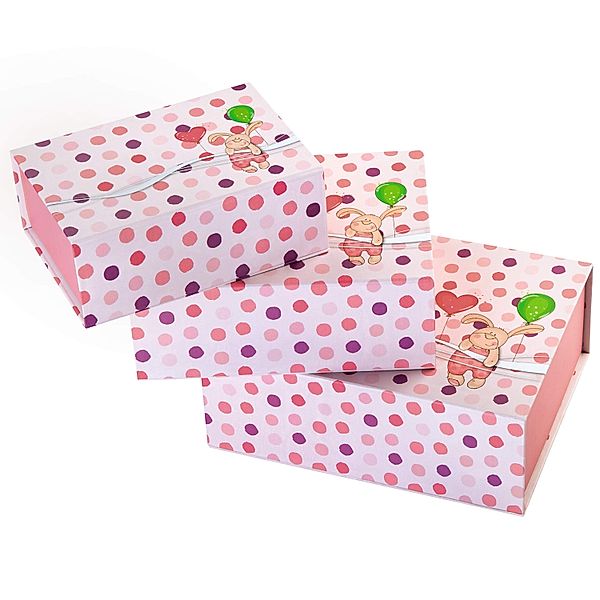 Hama Geschenkboxen-Set Kleiner Hase, 3 Stück, Pink