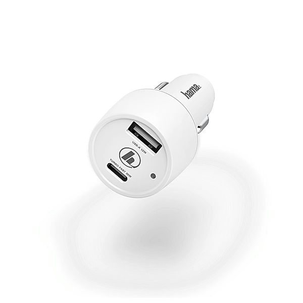 Hama Kfz-Ladegerät, USB-C, Power Delivery (PD)/Qualcomm® + USB-A, 42 Watt, Weiß