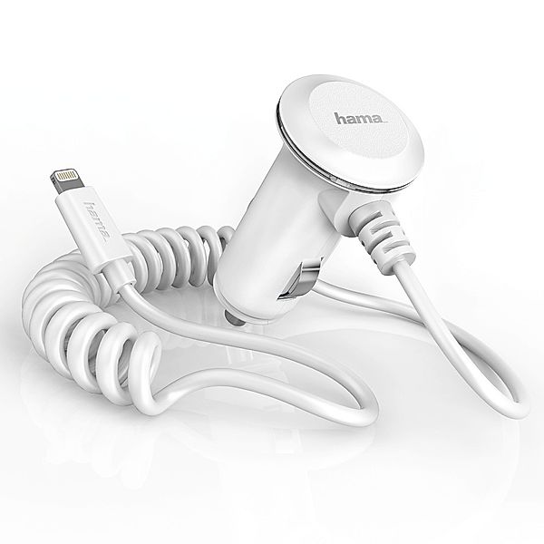 Hama Kfz-Ladekabel für Apple iPhone 5/5s/5c/6/6 Plus/6s/6s Plus/SE, MFI, Weiß