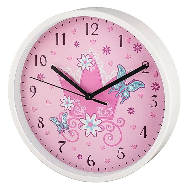 Hama Kinder-Wanduhr Krone, Ø 22,5 cm, geräuscharm