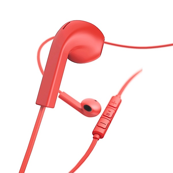 Hama Kopfhörer Advance, Earbuds, Mikrofon, Flachbandkabel, Rot