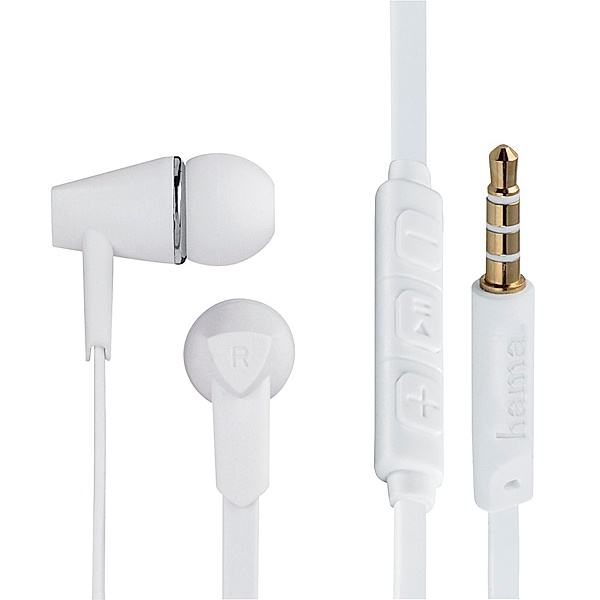 Hama Kopfhörer Joy, In-Ear, Mikrofon, Flachbandkabel, Weiß