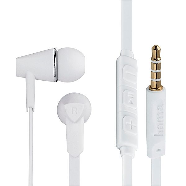 Hama Kopfhörer Joy, In-Ear, Mikrofon, Flachbandkabel, Weiß