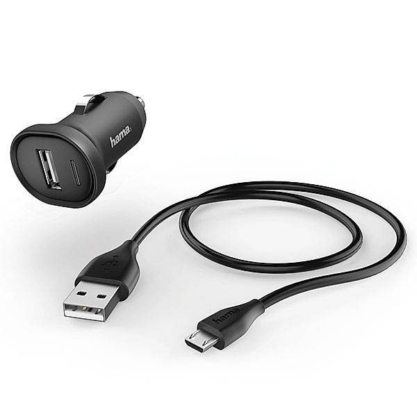 Hama Ladegerät Picco 12 V, inkl. USB-Ladekabel für micro USB