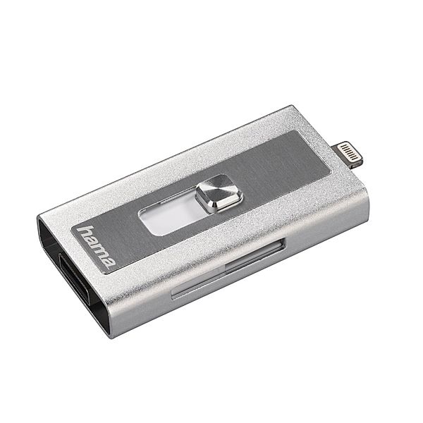 Hama Lightning-USB-Kartenleser MoveData, microSD, Silber