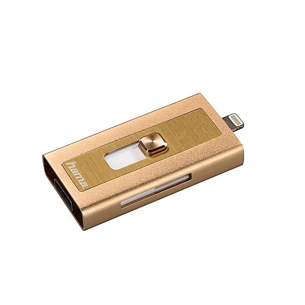 Hama Lightning-USB-Kartenleser MoveData, microSD, Gold