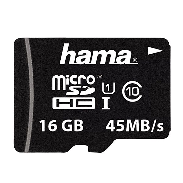 Hama microSDHC 16GB Class 10 UHS-I 45MB/s ohne Adapter/Mobile