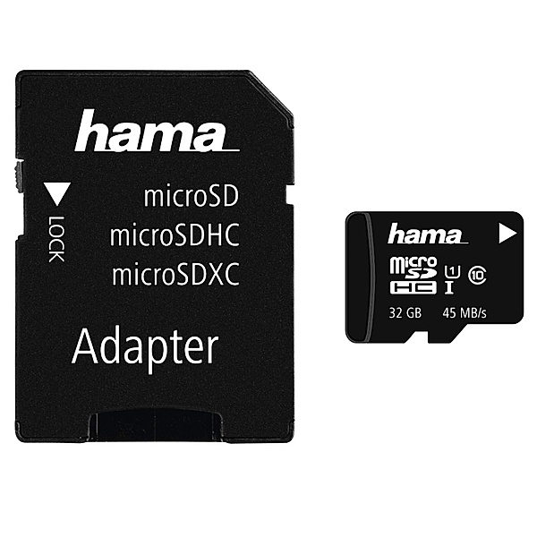 Hama microSDHC 32GB Class 10 UHS-I 45MB/s + Adapter/Foto