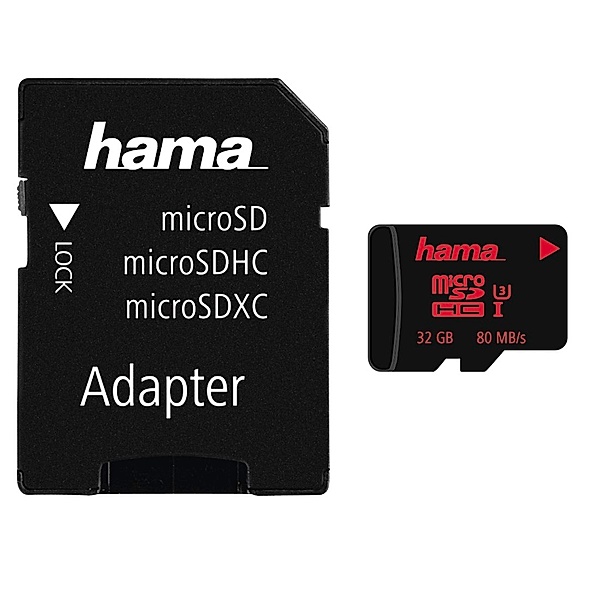 Hama microSDHC 32GB UHS Speed Class 3 UHS-I 80MB/s + Adapter/Action-Cam