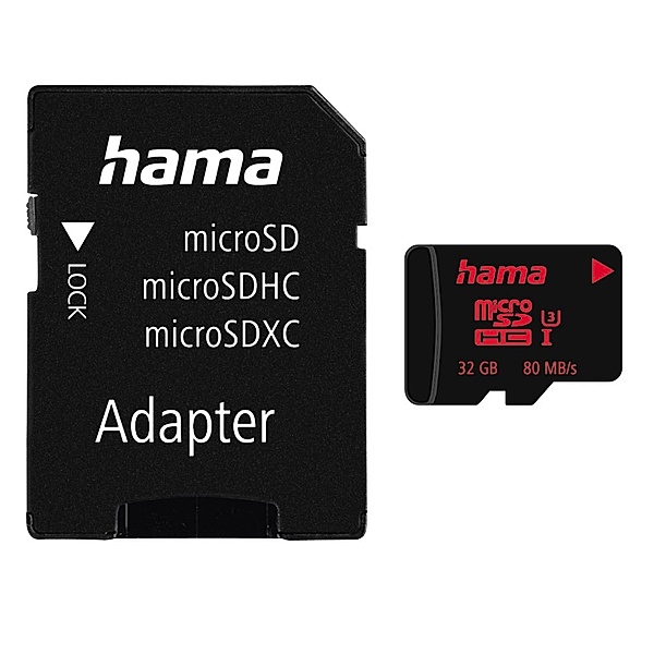 Hama microSDHC 32GB UHS Speed Class 3 UHS-I 80MB/s + Adapter/Foto