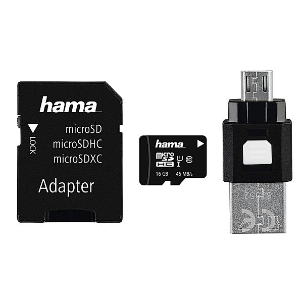 Hama microSDHC OTG-Zubehör-Set, 4-teilig, 16GB, Class 10 UHS-I