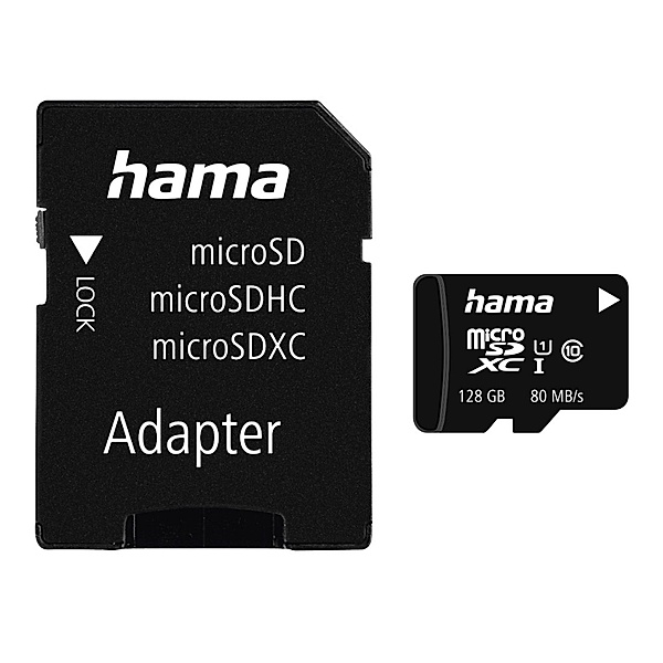 Hama microSDXC 128GB Class 10 UHS-I 80MB/s + Adapter/Foto