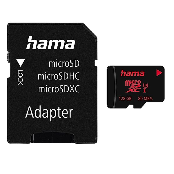 Hama microSDXC 128GB UHS Speed Class 3 UHS-I 80MB/s + Adapter/Mobile