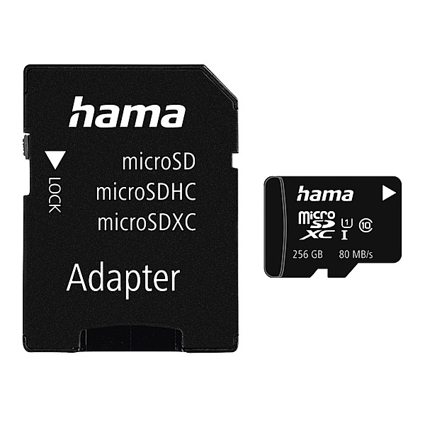 Hama microSDXC 256GB Class 10 UHS-I 80MB/s + Adapter/Foto