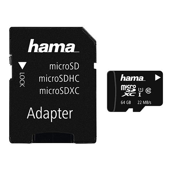 Hama microSDXC 64GB Class 10 UHS-I 22MB/s+ Adapter/Foto