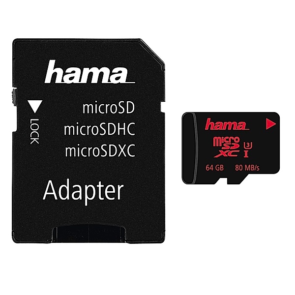 Hama microSDXC 64GB UHS Speed Class 3 UHS-I 80MB/s + Adapter/Action-Cam