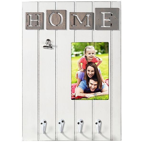 Hama Schlüsselbrett mit Bilderrahmen Home, 10 x 15 cm, Weiß