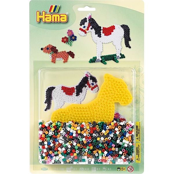 Hama® Stiftplatte+Perlen Pferd, 1.100 Stück