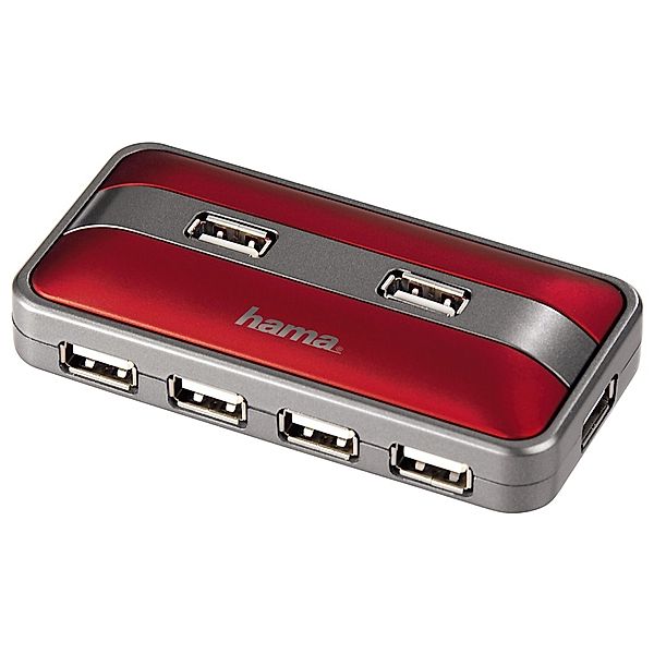 Hama USB-2.0, 1:7, rot-anthrazit, Hub extern