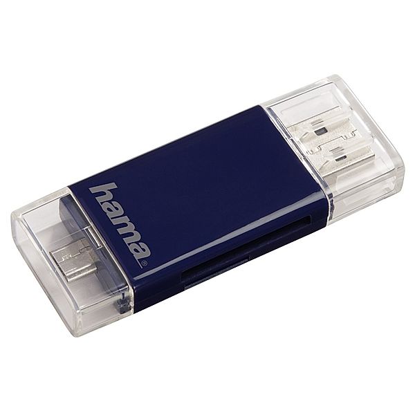 Hama USB-2.0-OTG-Kartenleser für Smartphone/Tablet, SD/microSD, Blau