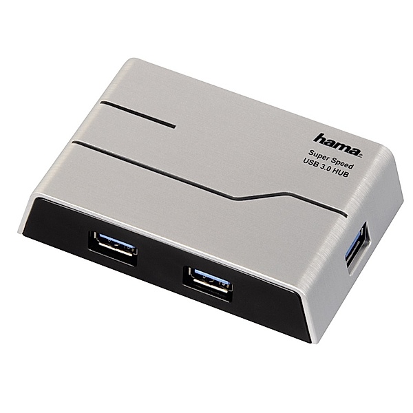 Hama USB-3.0-Hub 1:4, mit Netzteil, Silber/Schwarz