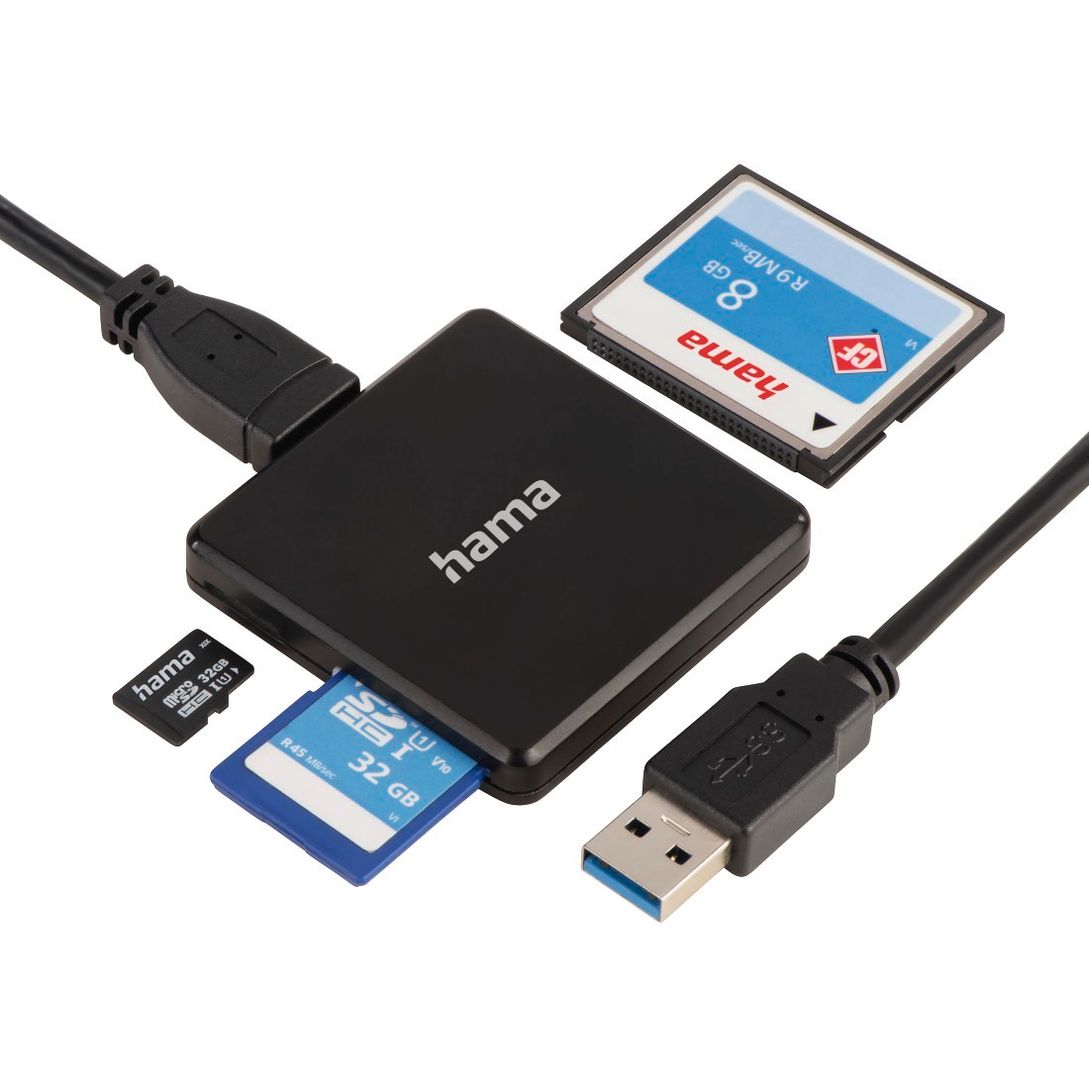 Hama USB-3.0 Multi Lecteur De Carte SD MicroSD CF Noir